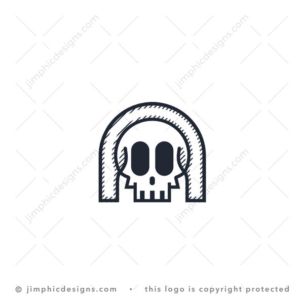 A Skull Logo logo for sale: Iconic uppercase letter A is shaped with a big skull in the middle. This letter logo can also be seen as a lowercase letter N.