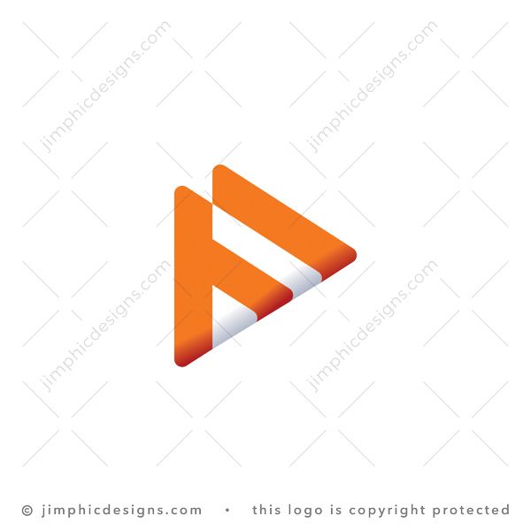 Letter F Media Logo logo for sale: Uppercase letter F is shaped with two icon media play buttons over each other.