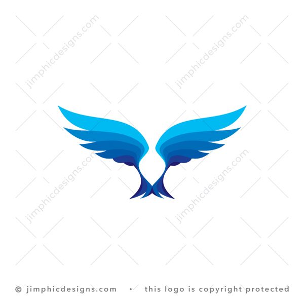 Bird Logo logo for sale: Modern bird have the wings spread wide and head tilted down with negative space.