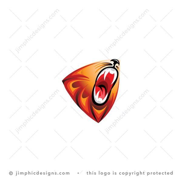 Lion Logo logo for sale: Modern lion roar design inside a slightly abstract shaped shield.