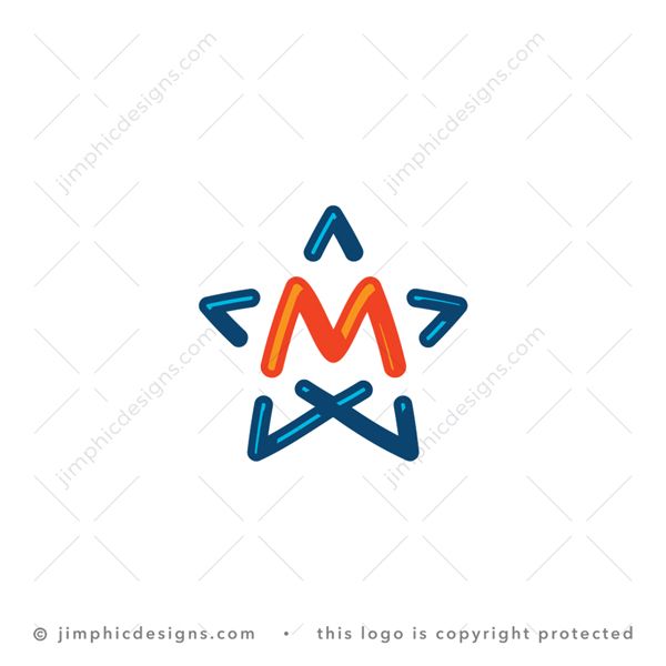 M Star Logo logo for sale: Iconic star shape is formed with a thick and bold line which in effect creates the letter M design in the center.