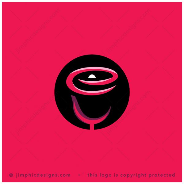 Rose E Logo logo for sale: Sleek lowercase letter E design inside a circle create the top part of the rose.