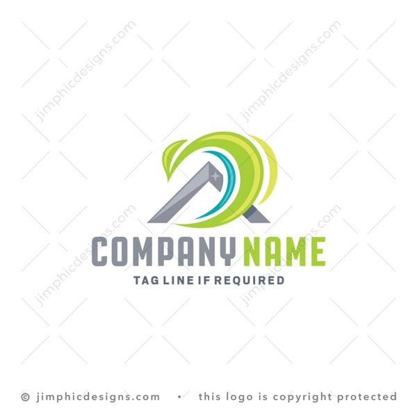 Roof Logo logo for sale: Modern and simplistic roof design with a small star on top and abstract graphics swooshing around the roof ending in a leaf.