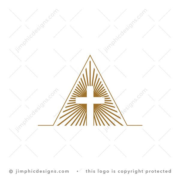 Letter A Cross Logo logo for sale: Modern and thin lines shape an elegant letter A with a big cross in the middle.