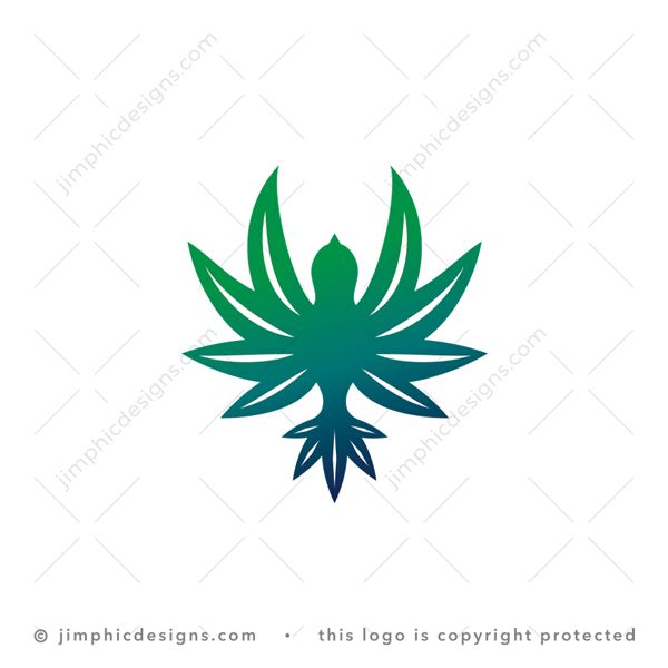 Cbd Bird Logo logo for sale: Modern and simplistic bird with its feathers shaped as cannabis leaves.