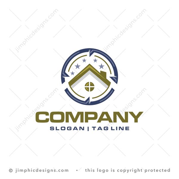 Home Locate Logo logo for sale: Modern house design created inside a compass like graphic.