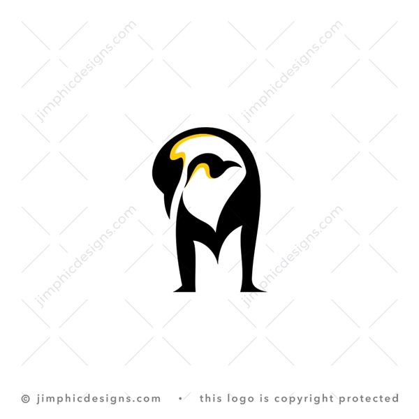 M Penguin Logo logo for sale: Two loving penguins holding each other forms the shape of a letter M design.