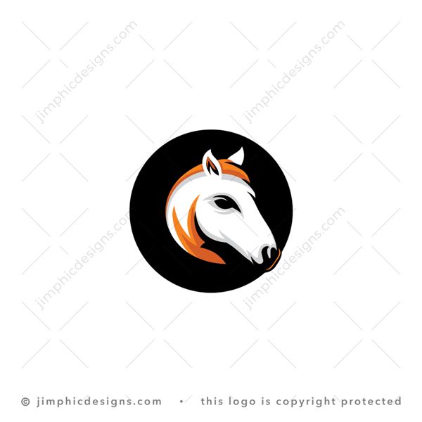 Horse Logo logo for sale: Modern horse design inside a perfectly round circle.