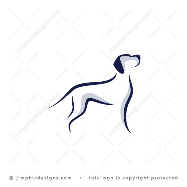 Dog Logo logo for sale: Modern and elegant dog design in standing motion with his head held high is shaped with minimal abstract lines.