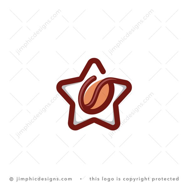 Star Coffee Logo logo for sale: Simplistic star design is created with a big bold line shaping a coffee bean inside.