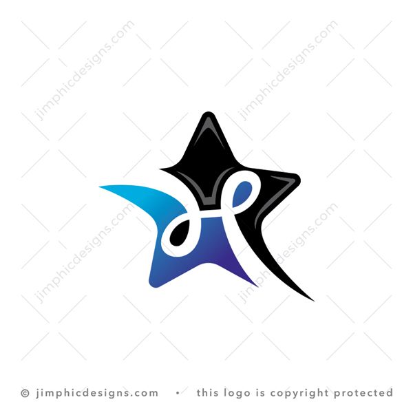 H Star Logo logo for sale: Smooth rounding star graphic have a modern letter H design in white negative space.