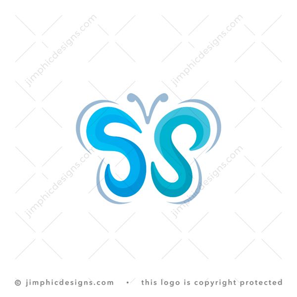 SS Butterfly Logo logo for sale: Two abstract letter S designs is shaped in the form of the butterfly wings.