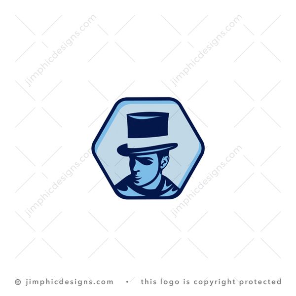 Formal Logo logo for sale: Modern figure wearing a stylish top hat inside a rounding hexagon shape.