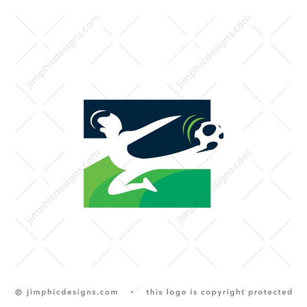 Z Sport Logo logo for sale: Modern letter Z shapes itself around a person in kicking motion, in the air.