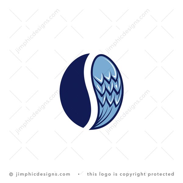 Angle Coffee Logo logo for sale: Big iconic coffee bean design features a modern angle wing design on the one side.