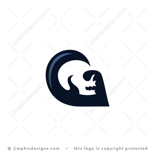 G Skull Logo logo for sale: Sleek skull head shaping a big uppercase letter G around him.