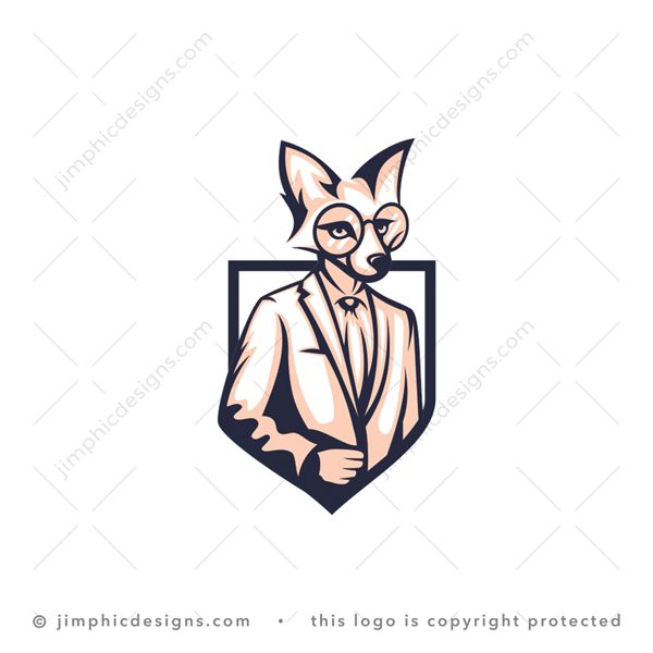 Professional Fox Logo logo for sale: Modern and detailed fox with big reading glasses in a formal suit.