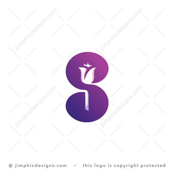 S Rose Logo logo for sale: Modern and clean letter S is being shaped around a charming rose.