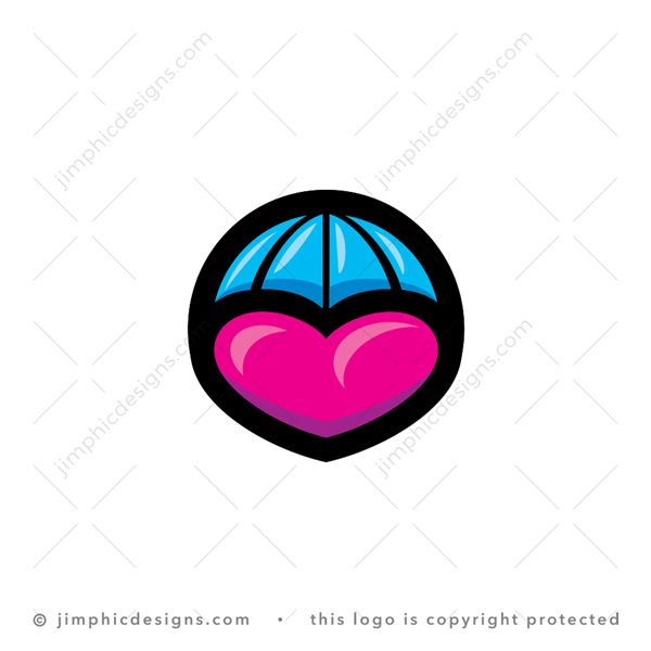 Love Umbrella Logo logo for sale: Smooth heart shaped in the bottom half of a circle with the top designed as an umbrella.