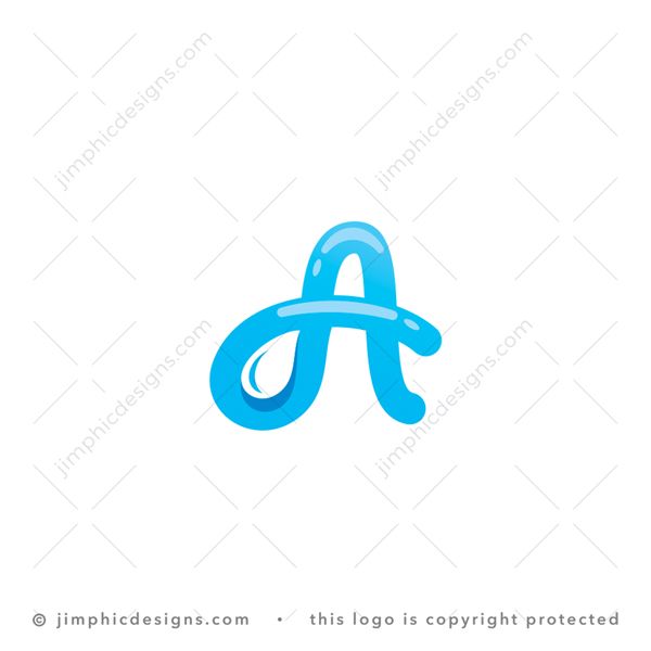 Drop A Logo logo for sale: Big and smooth letter A design creates an iconic water drop shape.