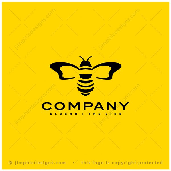 Bee Logo logo for sale: Modern bee design is shaped with abstract rounding graphics with a view from the top.